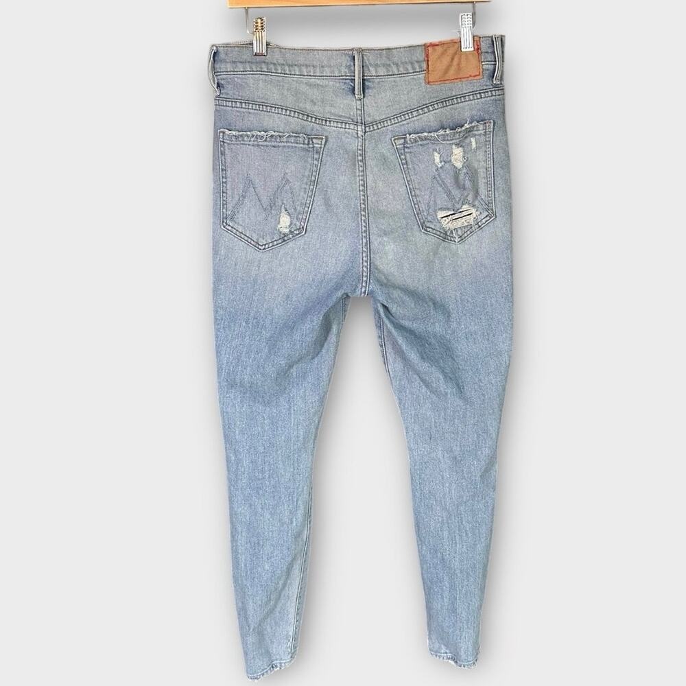 MOTHER Blue Ankle Cropped Jeans with Distressed Details - Picture 3 of 8